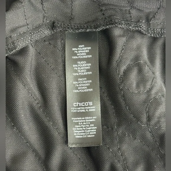 Chicos Traveler Collection Black Patterned Semi Sheer Open Front Cardigan 12/14 - Picture 6 of 7